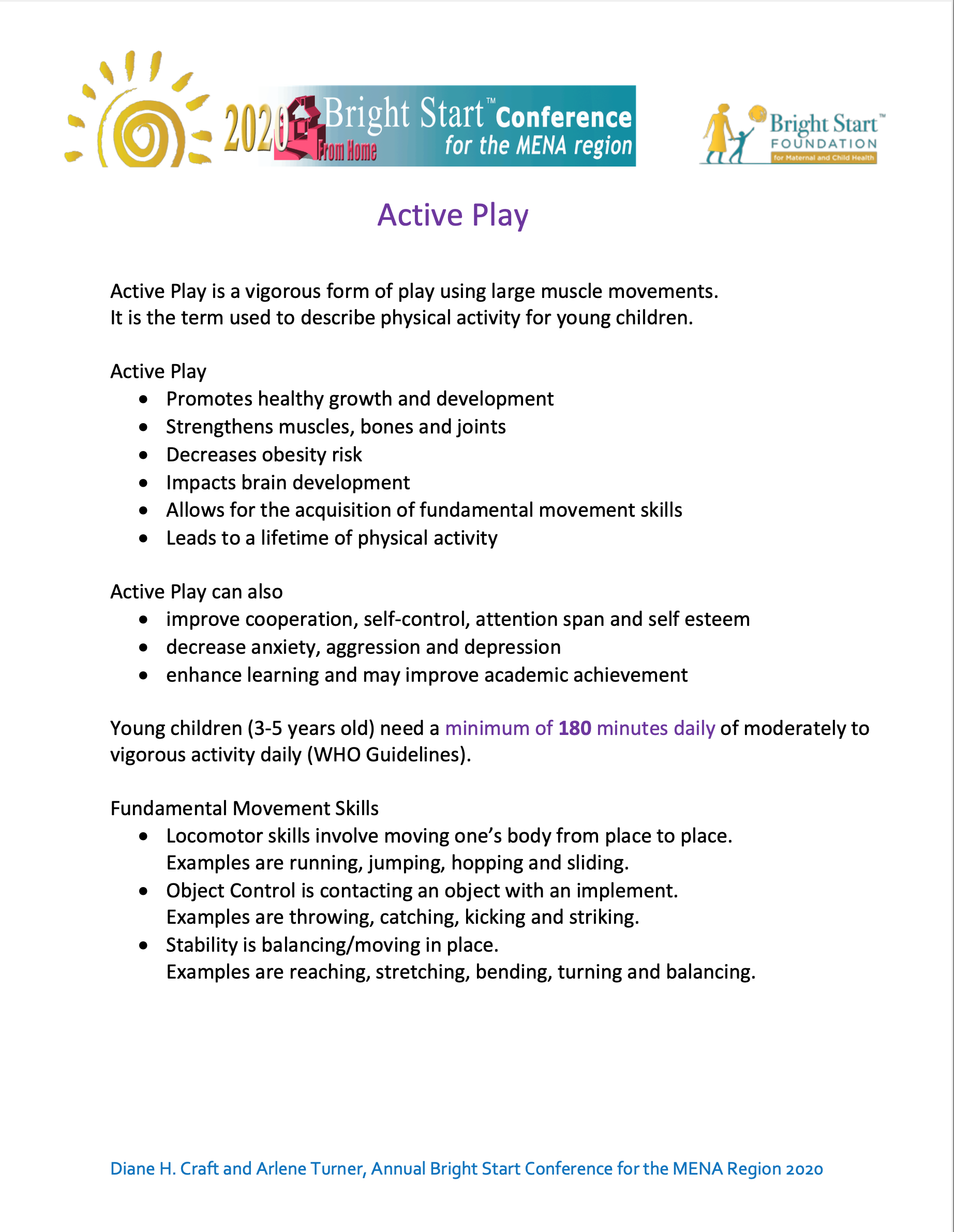 Handout for Active Play